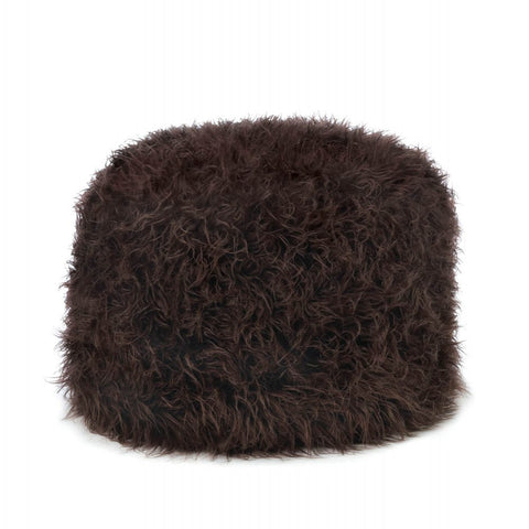 Fuzzy Brown Ottoman Pouf