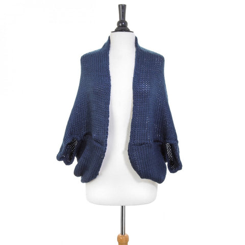 Navy Knitted Shawl